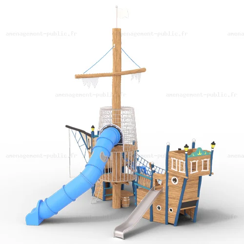 Brigatin de pirates pour aménagements ludiques en bois de robinier